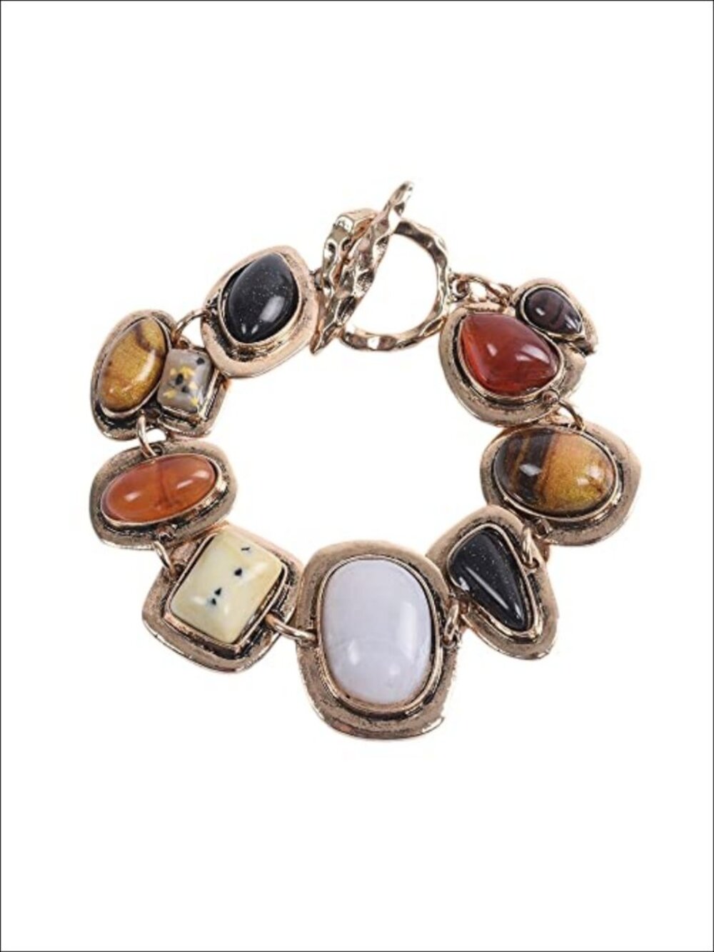 Vintage Ethnic Big Stones Charm Bracelet for Women Alloy Artificial Stone